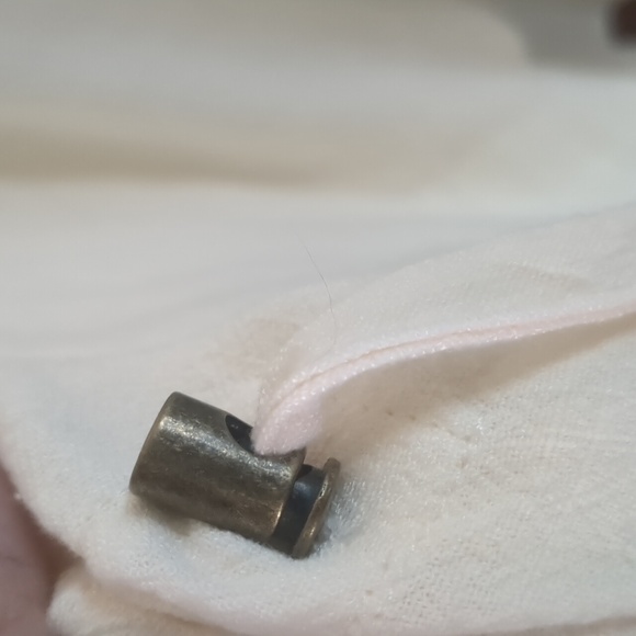 RUBY RD* cream colored long tab sleeve asymmetrical hem cinch waist jacket - Picture 10 of 11